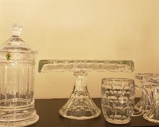 Fostoria Square Cake Stand, Waterford Crystal