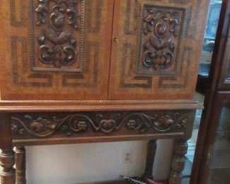 walnut cabinet w secretary front drawer