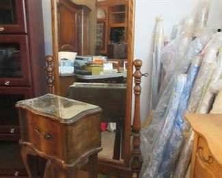 dressing mirror  & queen Anne night stand