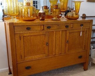 buffet with secret compartment, amber glass
