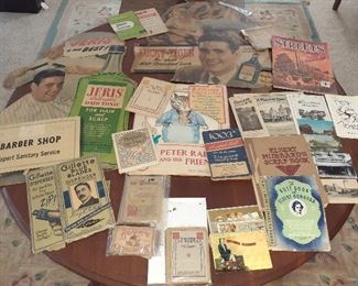 Jeris, Lucky Tiger, and Gillette, advertising, Owosso postcards, Elbert Hubbard, Peter Rabbit, Rub-No-More