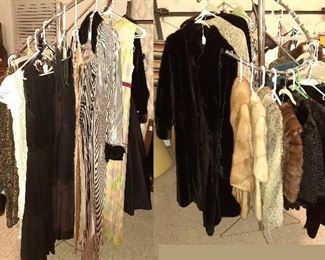 Mink stoles & full length coat, lamb’s wool, mid century and older vintage women’s clothing, 20s, 40s, 60s 