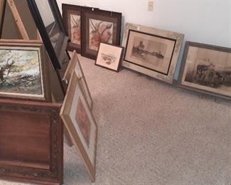 framed wall art, vintage, shadow box, oil painting