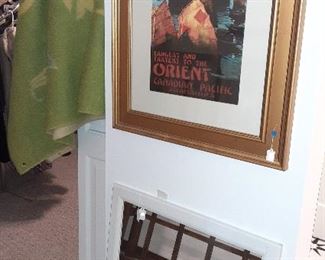 wool blanket, mirror, wall art