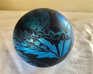 $395 Signed Orient and Plume Salamander  Cobalt Blue paperweight Chico , California