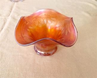 $20 Vintage orange glass dish.  5.5" diam; 3.5"H 