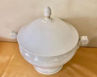 $15 Vintage Casserole dish  AS IS repaired handle.  12" H, 11" diam. 