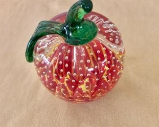 $25 Signed Joe St. Claire  strawberry and bubbles  glass paperweight 
