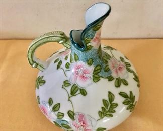 $40 Glass vase or pitcher with flowers.  7"H; 6" diam 