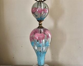 $175 Art glass trumpet flower lamp works.  19" H.  