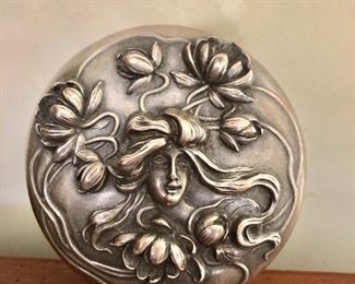 $40 Art deco silver top trinket box 