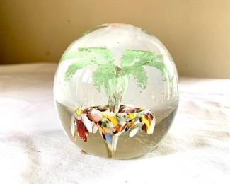 $40 Two tiered multi color art class paperweight 