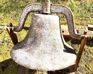 $300 Cast iron bell #2.  19.5" diam; 18"H and  25"H with frame