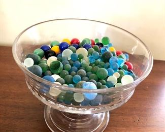 $30 Batch of marbles and frosted glass marbles 
