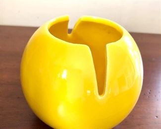 $20 Bright yellow MCM cigarette holder/ashtray.  4" diam; 3.5"H 