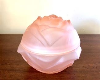 $15 Glass rose dish and cover.  3.5"H; 4" diameter 