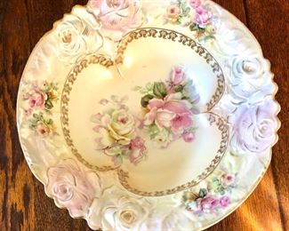 $35 Large bowl with rose border and center. Diam: 10" 3"H