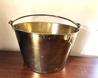 $25 Vintage  brass bucket.  13"H; 10" diam