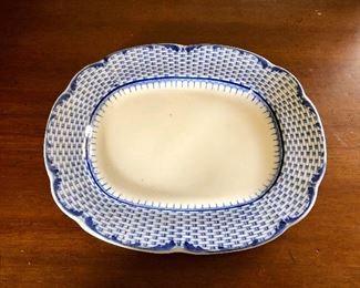 $20 Cauldon England blue and white plate. 9.5"L; 8"W 