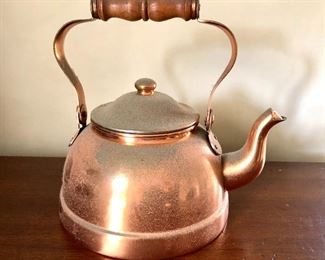 $30 Portugal copper pot with wood handle.  8"L; 6.5"W; 8"H