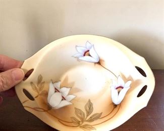 $20 RS Germany signed Floral dish. 6.5"L; 4"W 
