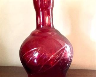  $20 red vase 10" H; 6" diam