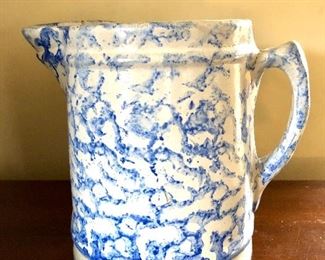 $20 Blue and white pitcher 6.5"L; 8"H