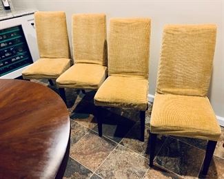 $595; 4 Bo Concepts Parsons Dining Chairs; removable corduroy slip covers; 38" H x 20.5" D x 17W, seat height is 18"