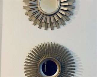 $20; Set of 2 Decorative abstract plastic wall mirrors LOT 1; 10" diameter; 