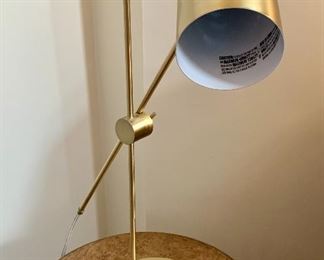 $65; Intertek  Brass adjustable table top lamp; 23" H x 7" diameter base 
