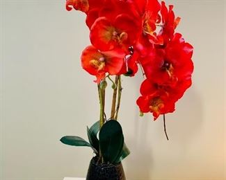 $50; Decorative artificial orchid in black vase; 28" H