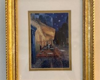 $30; Framed Vincent van Gogh print "Cafe Terrace at Night"; 12" H x 10" W