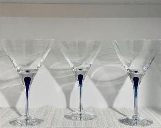 $195; Orrefors Intermezzo Blue Martini glasses; set of 5