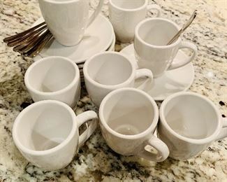 $25; Espresso coffee set; 8 cups, saucers and spoons as shown