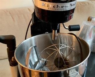 $275; Black Kitchen Aid Professional 600 mixer; with attachment as shown; 