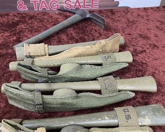 WW2 M1910 Pick Axe, Mattock with Covers and Handles
