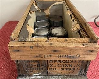 WW Partial Crate of WW2 Shoe Impregnite Cans(Unopened)