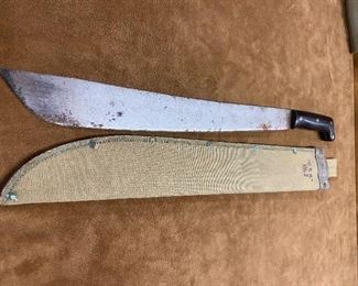 WW2 U.S. Collins Machete with U.S.N. Canvas Sheath 