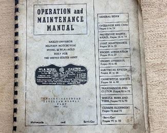 Operation and Maintenance Manual For U.S. Harley Davidson Military Motorcycle(WLA Model 42 Solo)