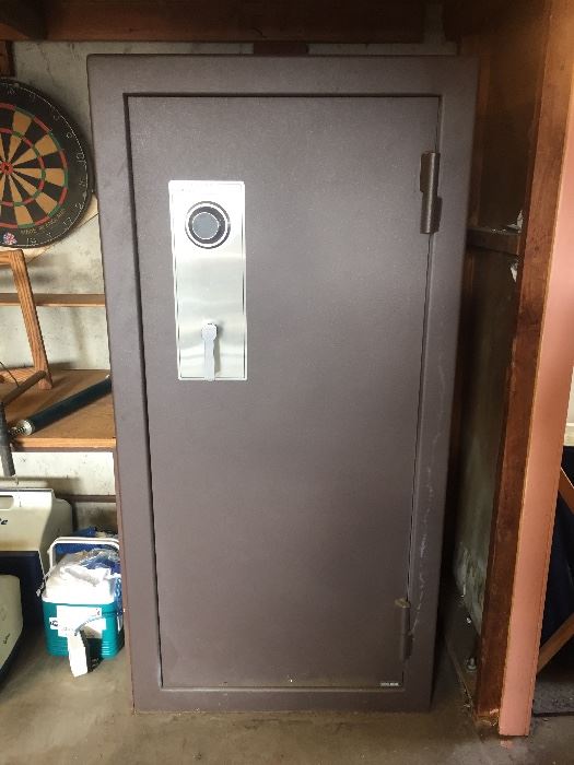 American Security Products(AMSEC) safe. 25"d x 30"w x 60"t. We have the combo for this safe and it does work.