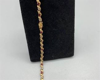 Diamond and Ruby 10k Gold Bracelet