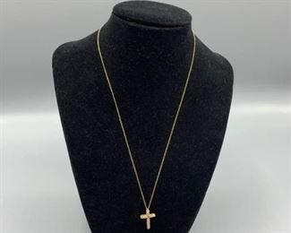 Diamond Cross and 10k Gold Chain