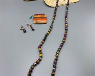 Long Strand of Hand Painted Vintage Beads