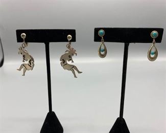 Sterling Native American Design Earrings