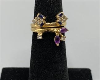 Two 14k Rings with Diamonds and Gems