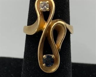 Vintage Diamond and Sapphire Ring