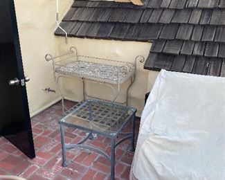 Metal patio cart 50.00
Square metal patio table 50.00