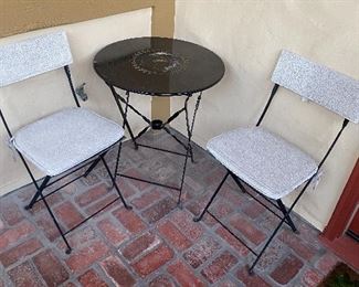 Two folding chairs and folding round table
65.00