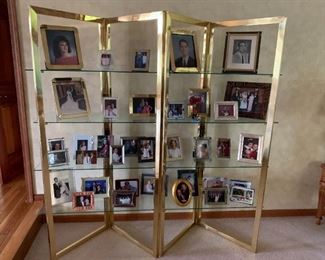 $400  MCM Brass Etagere. Sturdy and solid. High quality vintage vibe.  Use as shelf, display, room divider.  Measures 66w 19d 73h  