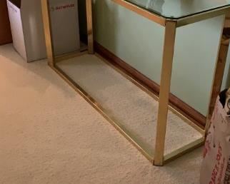 $100 Brass and glass accent table 46w 14d 27h.   Great condition.  